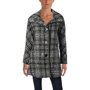 NWOT Ellen Tracy Women Winter Wool Fall Car Coat Outerwear Black/White, Size 6